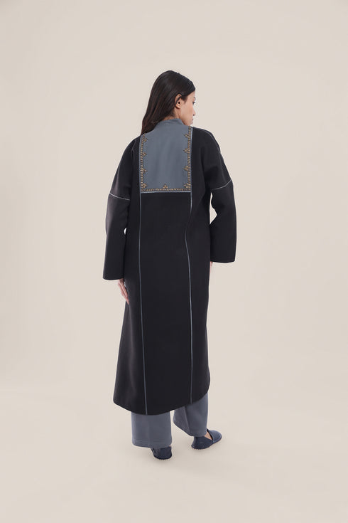 Embroidered Wool long Coat